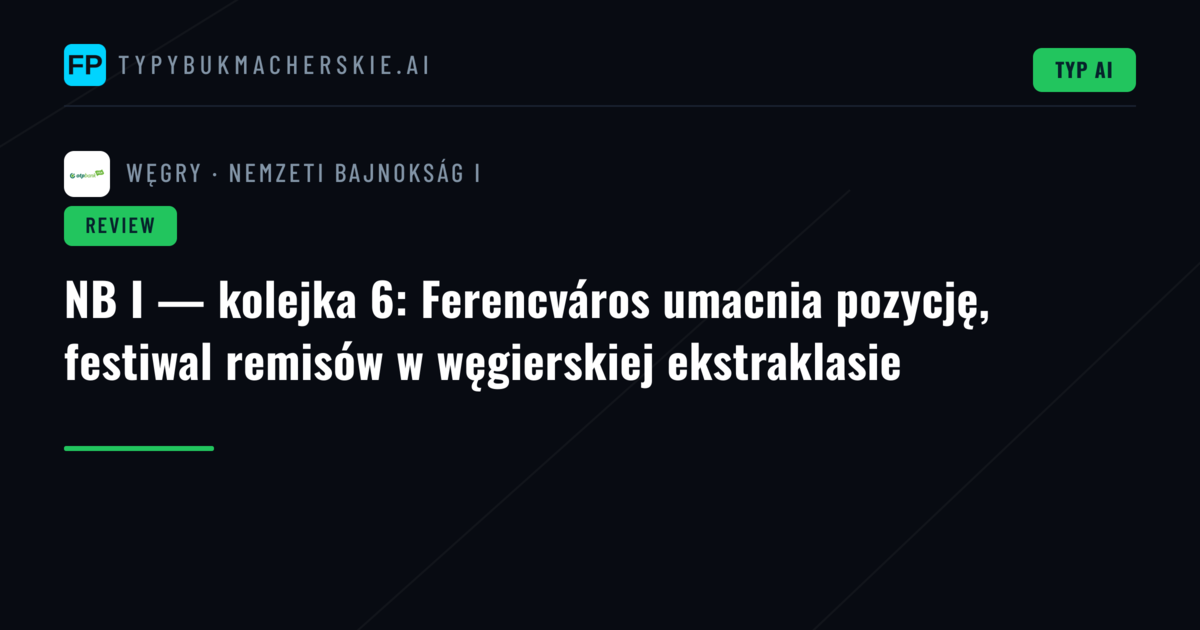 NB I — kolejka 6: Ferencváros umacnia pozycję, festiwal remisów w węgierskiej ekstraklasie