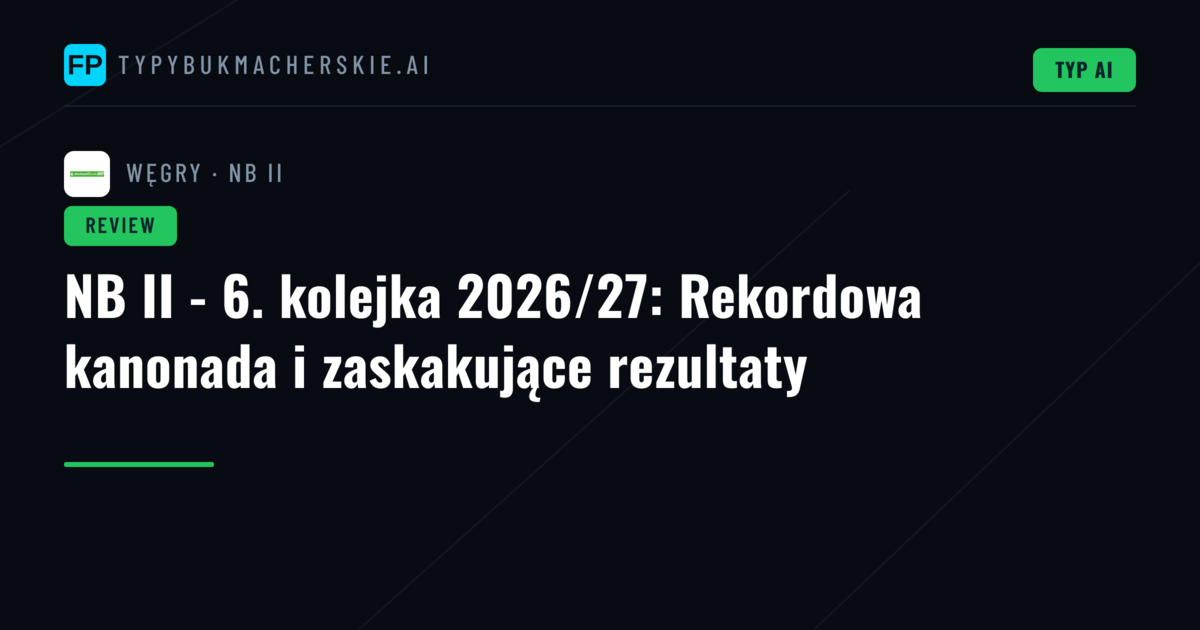 NB II - 6. kolejka 2026/27: Rekordowa kanonada i zaskakujące rezultaty