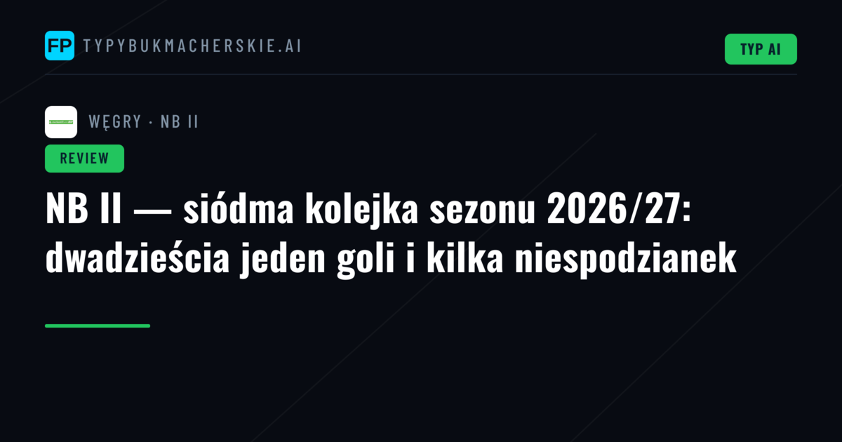 NB II — siódma kolejka sezonu 2026/27: dwadzieścia jeden goli i kilka niespodzianek