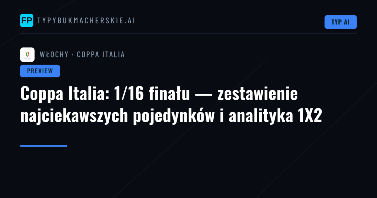 Coppa Italia: 1/16 finału — zestawienie najciekawszych pojedynków i analityka 1X2