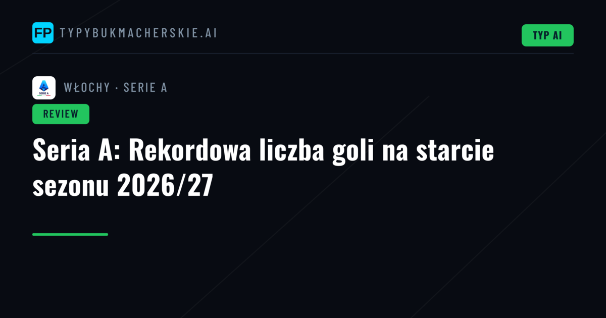 Seria A: Rekordowa liczba goli na starcie sezonu 2026/27
