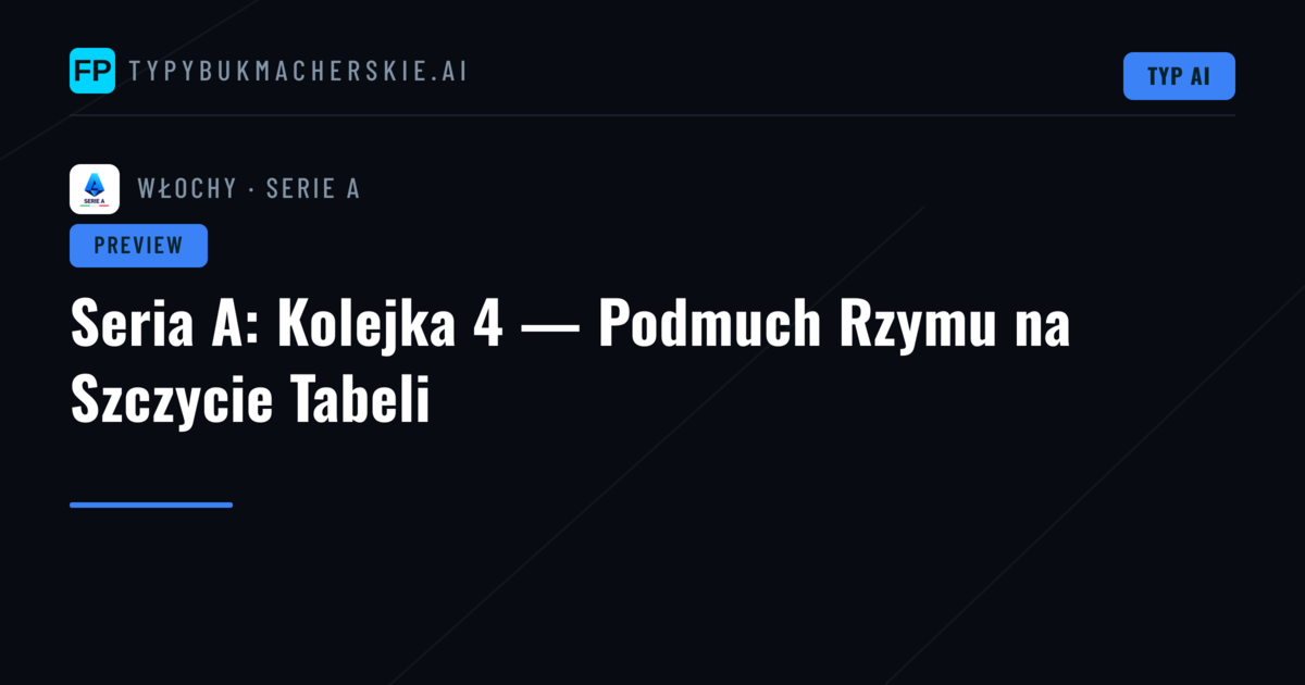 Seria A: Kolejka 4 — Podmuch Rzymu na Szczycie Tabeli