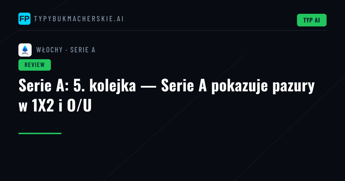 Serie A: 5. kolejka — Serie A pokazuje pazury w 1X2 i O/U