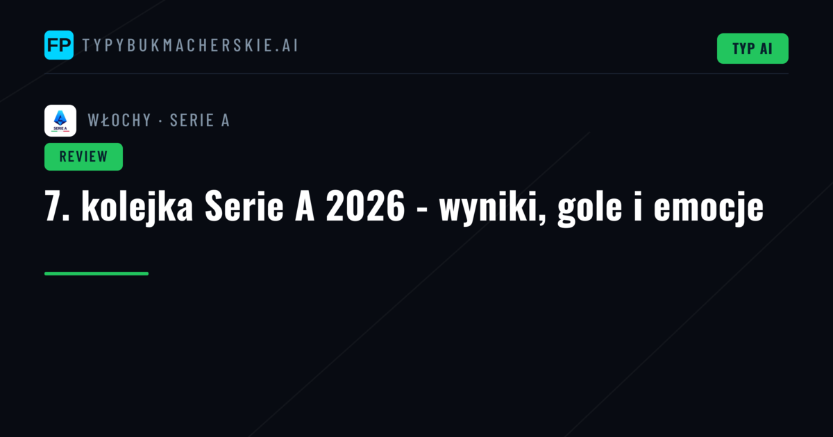 7. kolejka Serie A 2026 - wyniki, gole i emocje