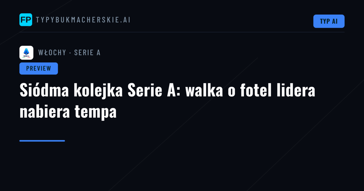 Siódma kolejka Serie A: walka o fotel lidera nabiera tempa