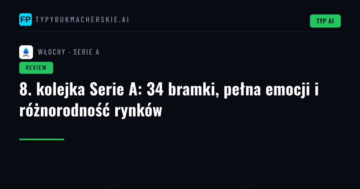 8. kolejka Serie A: 34 bramki, pełna emocji i różnorodność rynków