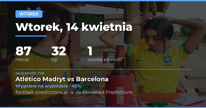 Predykcje meczy wtorkowych 14 kwietnia 2026