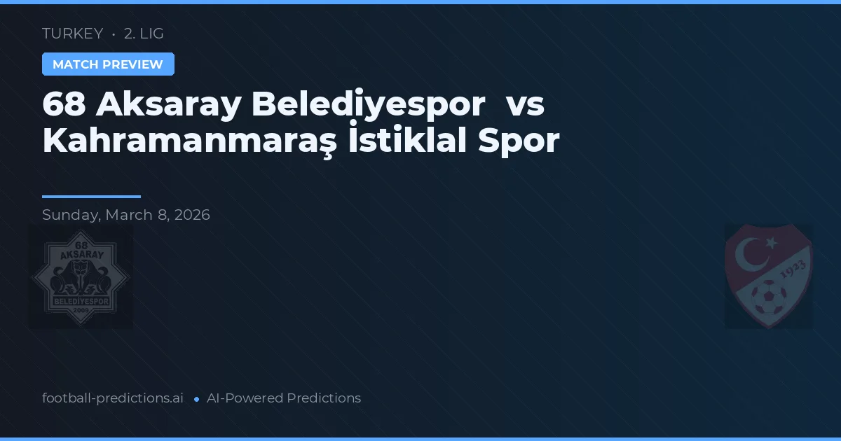 Aksaray Belediyespor vs Kahramanmaraş İstiklalspor — typy i zapowiedź meczu