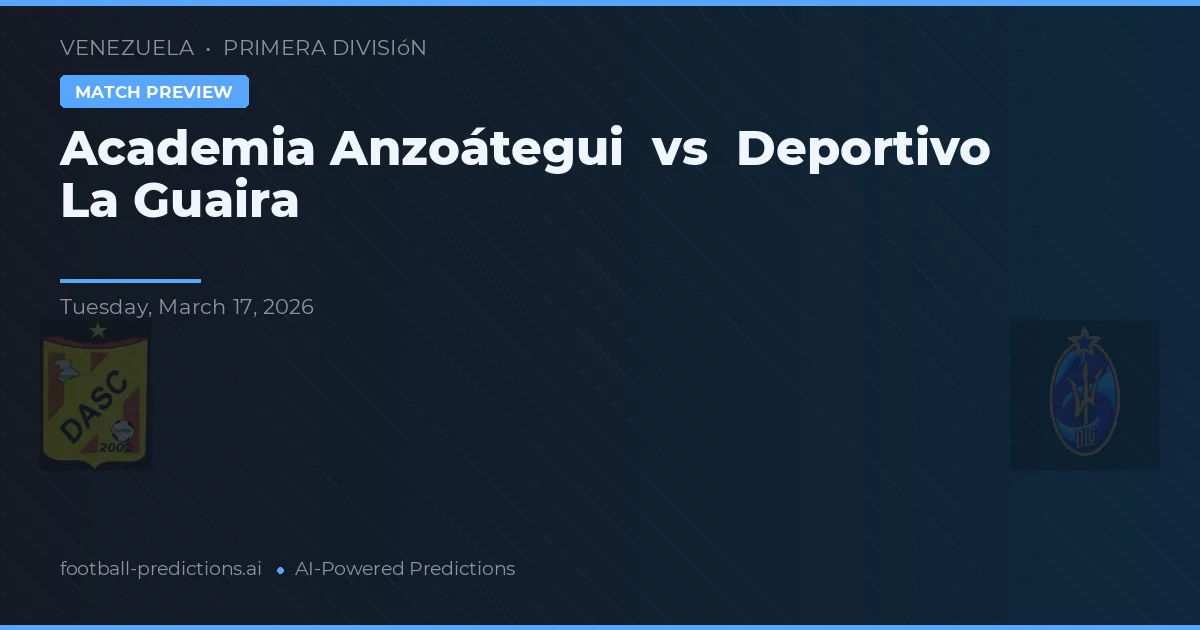 Akademia Anzoátegui vs Deportivo La Guaira — typy i zapowiedź meczu