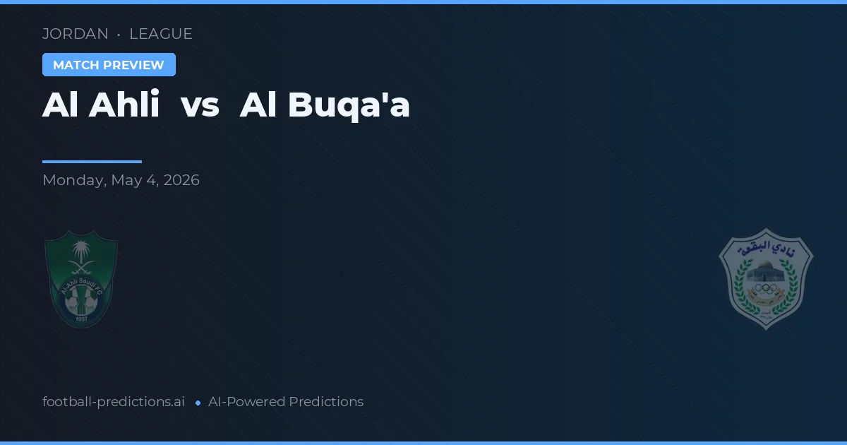 Al-Ahli vs Al Buqa'a — typy i zapowiedź meczu