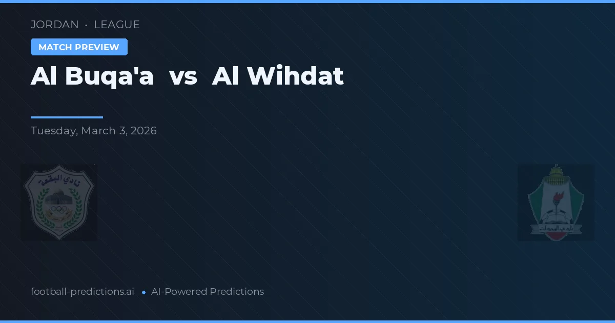 Al Buqa'a vs Al Wihdat — typy i zapowiedź meczu