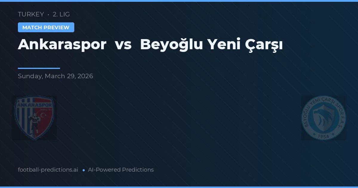 Ankaraspor vs Beyoğlu Yeni Çarşı — typy i zapowiedź meczu