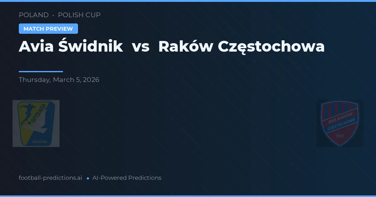 Avia Świdnik vs Raków Częstochowa — typy i zapowiedź meczu