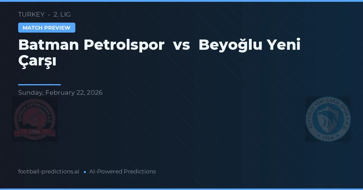 Batman Petrolspor vs Beyoğlu Yeni Çarşı — typy i zapowiedź meczu