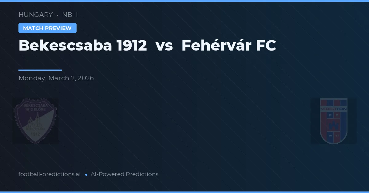 Békéscsaba 1912 vs Fehérvár FC — typy i zapowiedź meczu