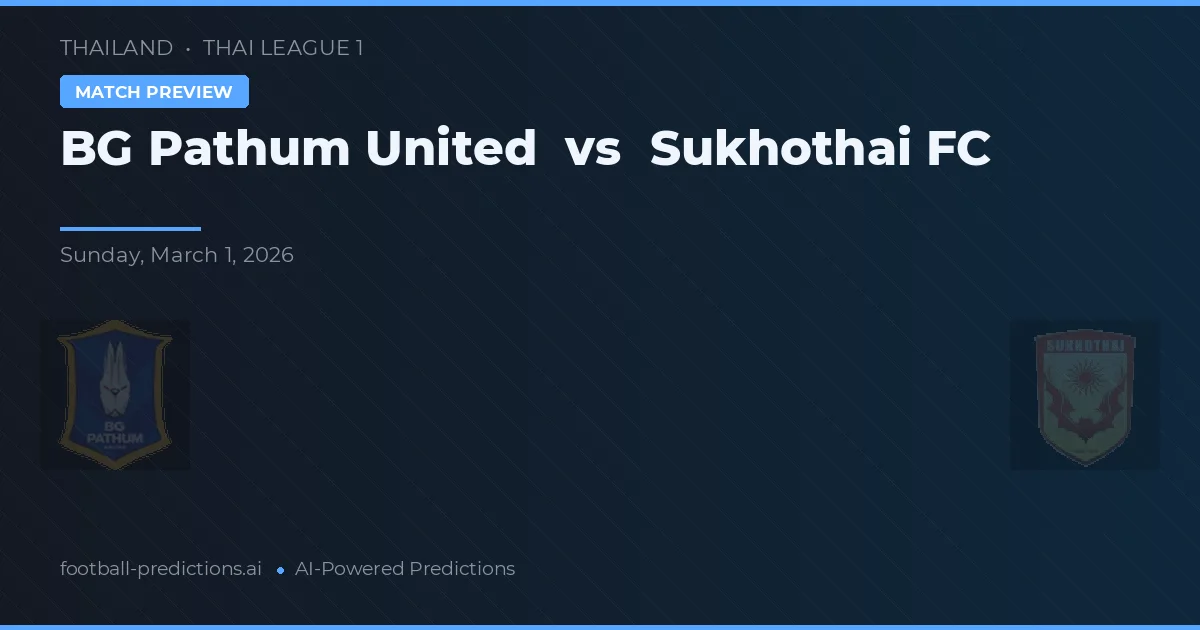 BG Pathum United vs Sukhothai FC — typy i zapowiedź meczu