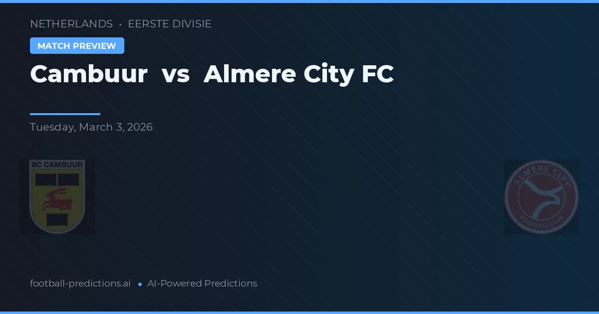 Cambuur vs Almere City FC — typy i zapowiedź meczu