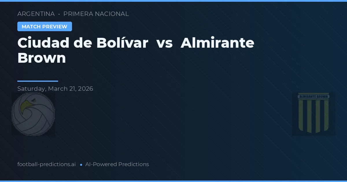 Ciudad de Bolívar vs Almirante Brown — typy i zapowiedź meczu
