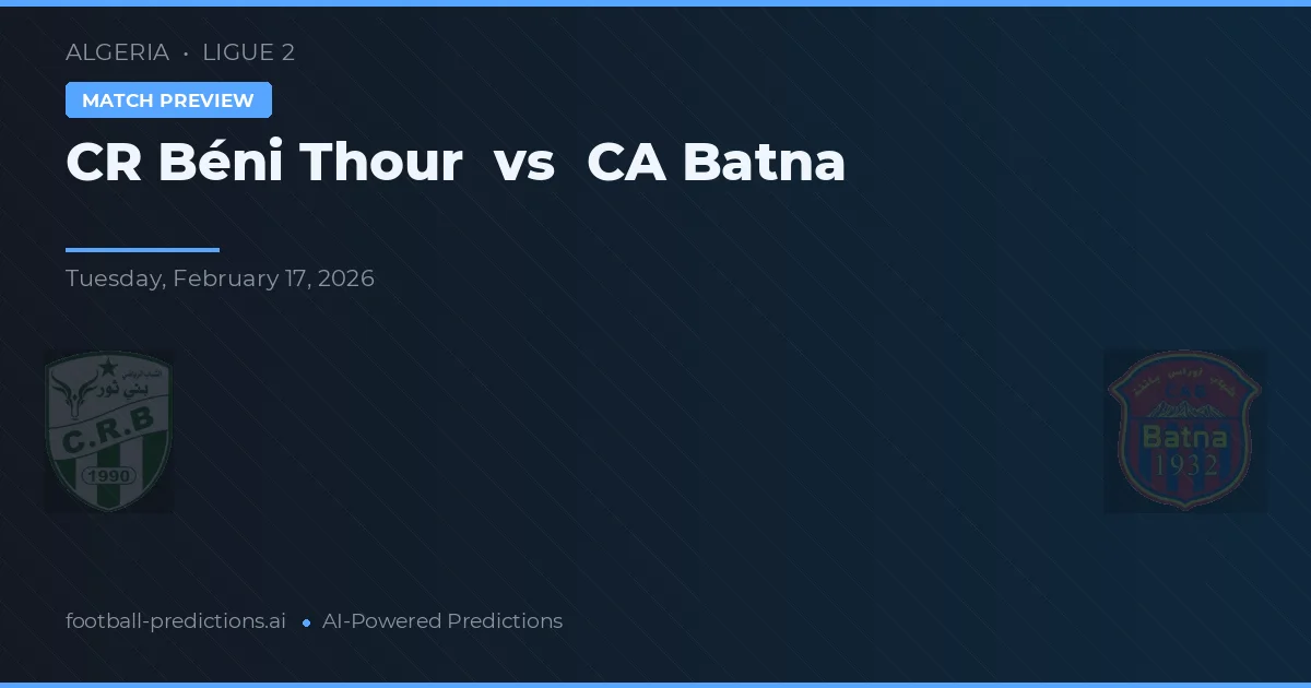 CR Béni Thour vs CA Batna — typy i zapowiedź meczu