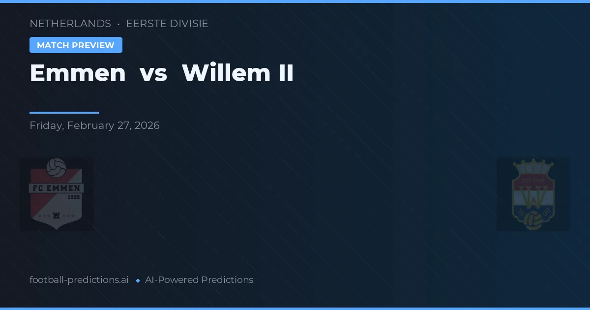 Emmen vs Willem II — typy i zapowiedź meczu