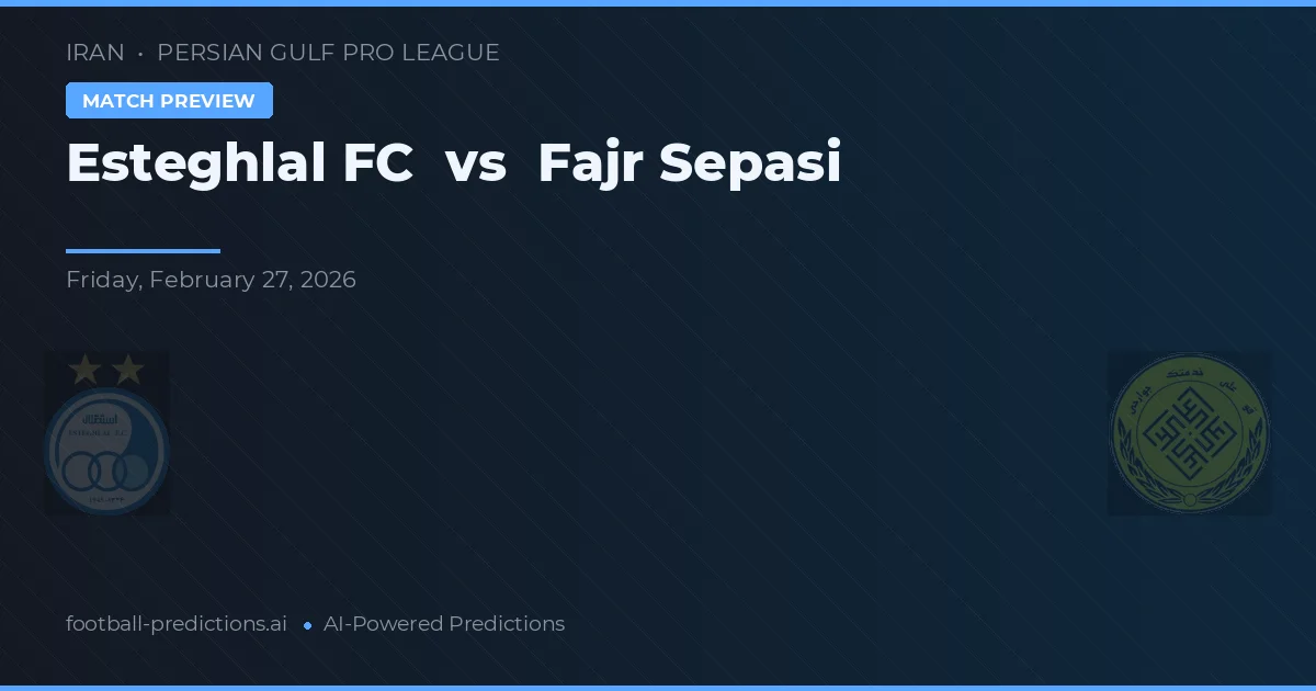 Esteghlal FC vs Fajr Sepasi — typy i zapowiedź meczu