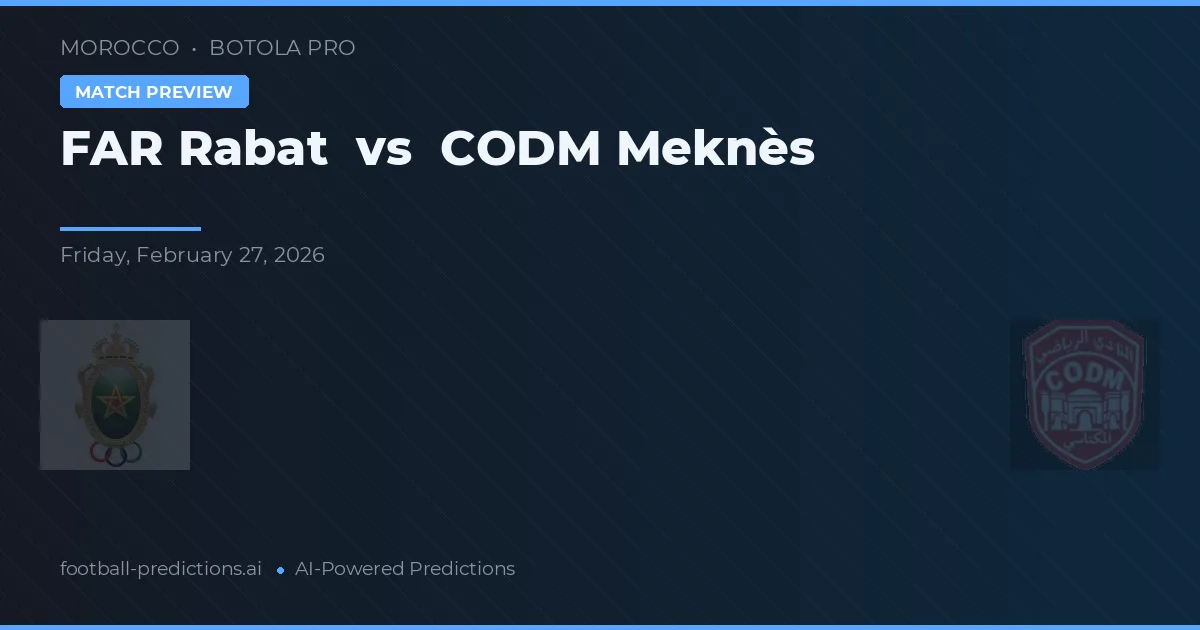 FAR Rabat vs CODM Meknès — typy i zapowiedź meczu