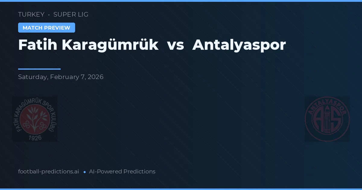 Fatih Karagümrük vs Antalyaspor — typy i zapowiedź meczu