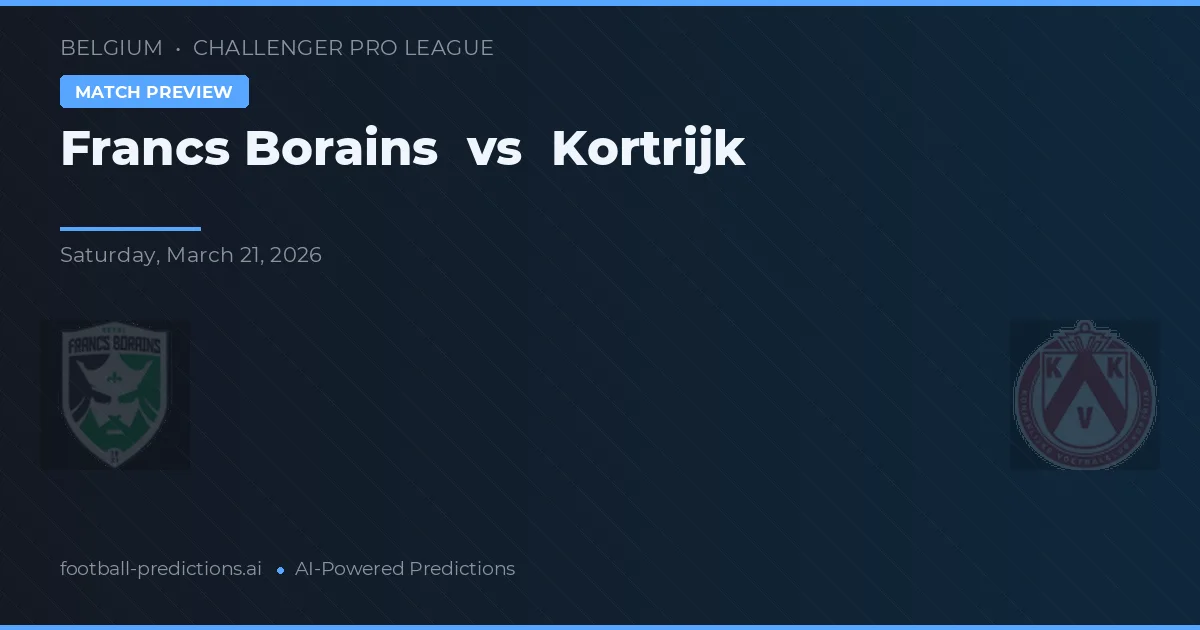 Francs Borains vs Kortrijk — typy i zapowiedź meczu