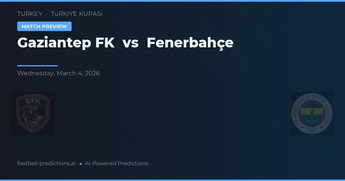 Gaziantep FK vs Fenerbahçe — typy i zapowiedź meczu
