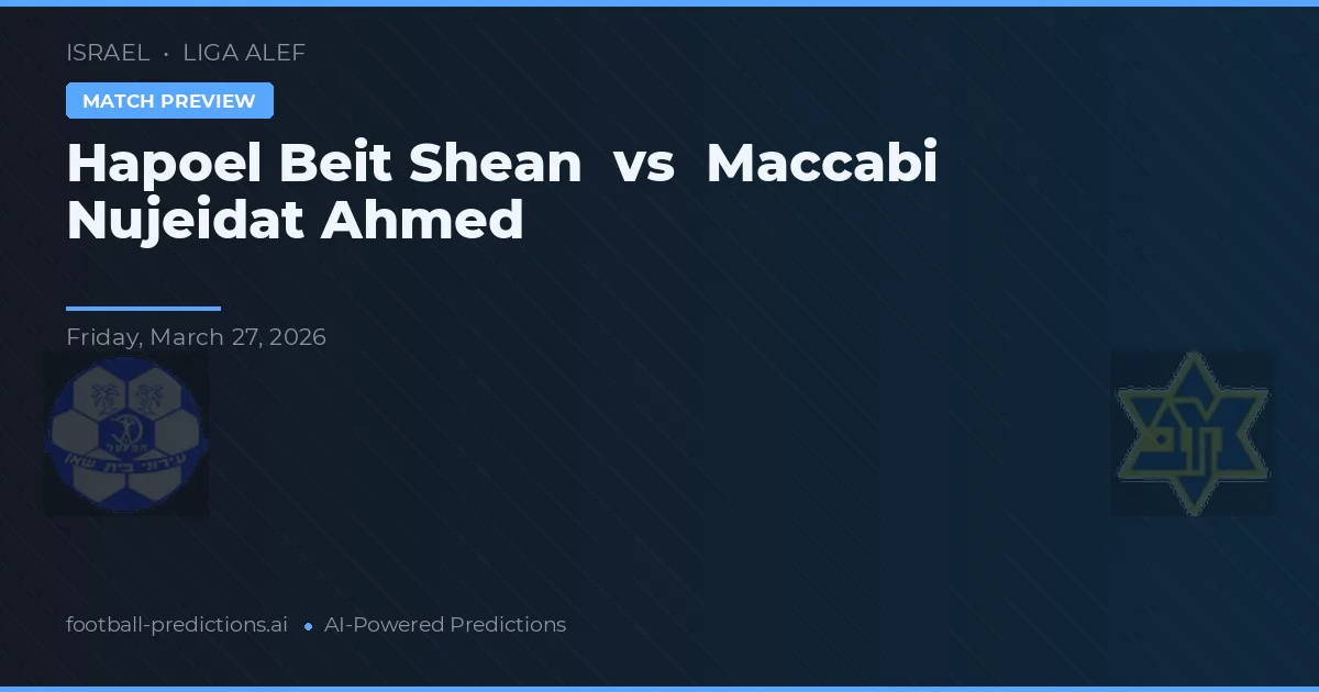 Hapoel Beit She'an vs Maccabi Nujeidat Ahmed — typy i zapowiedź meczu