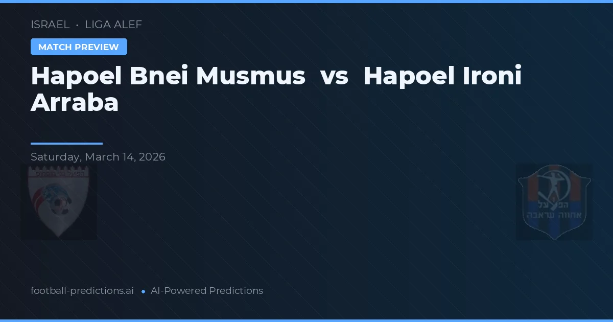 Hapoel Bnei Musmus vs Hapoel Ironi Arraba — typy i zapowiedź meczu