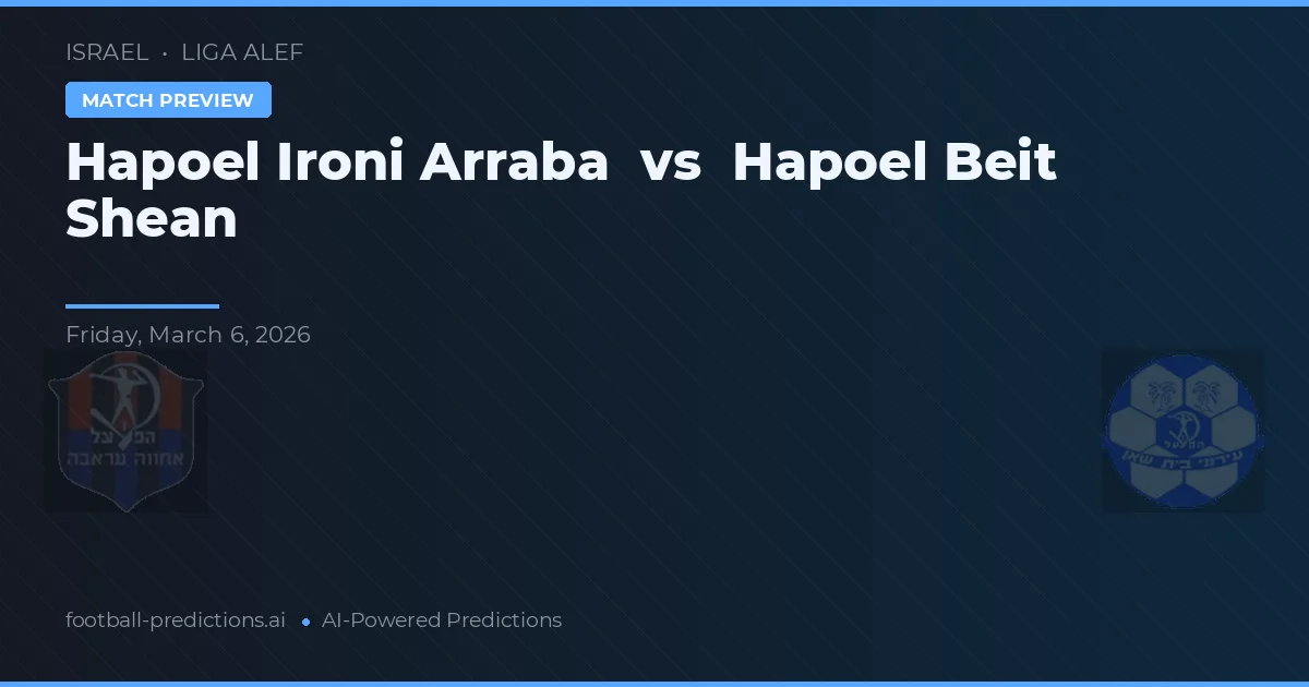 Hapoel Ironi Arraba vs Hapoel Beit She'an — typy i zapowiedź meczu