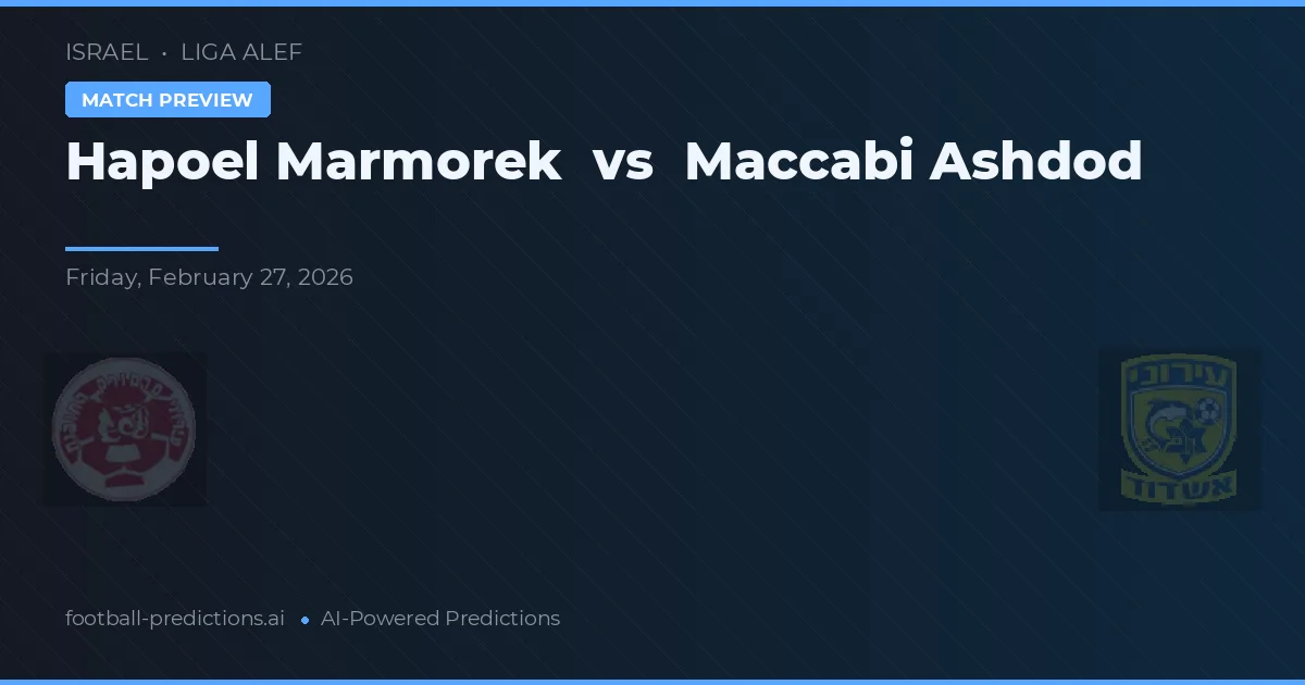 Hapoel Marmorek vs Maccabi Ashdod — typy i zapowiedź meczu