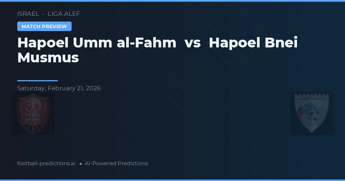 Hapoel Umm al-Fahm vs Hapoel Bnei Musmus — typy i zapowiedź meczu