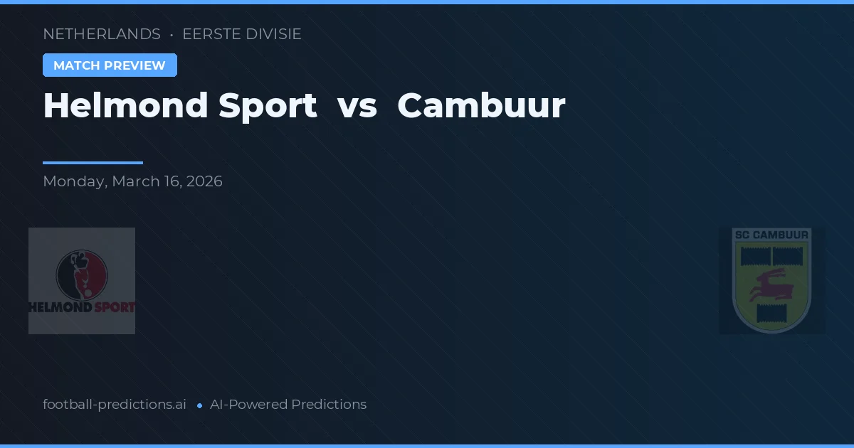 Helmond Sport vs Cambuur — typy i zapowiedź meczu