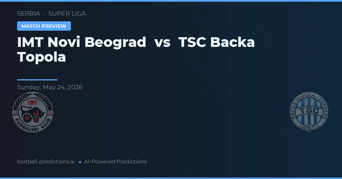 IMT Novi Beograd vs TSC Bácska Topola — typy i zapowiedź meczu