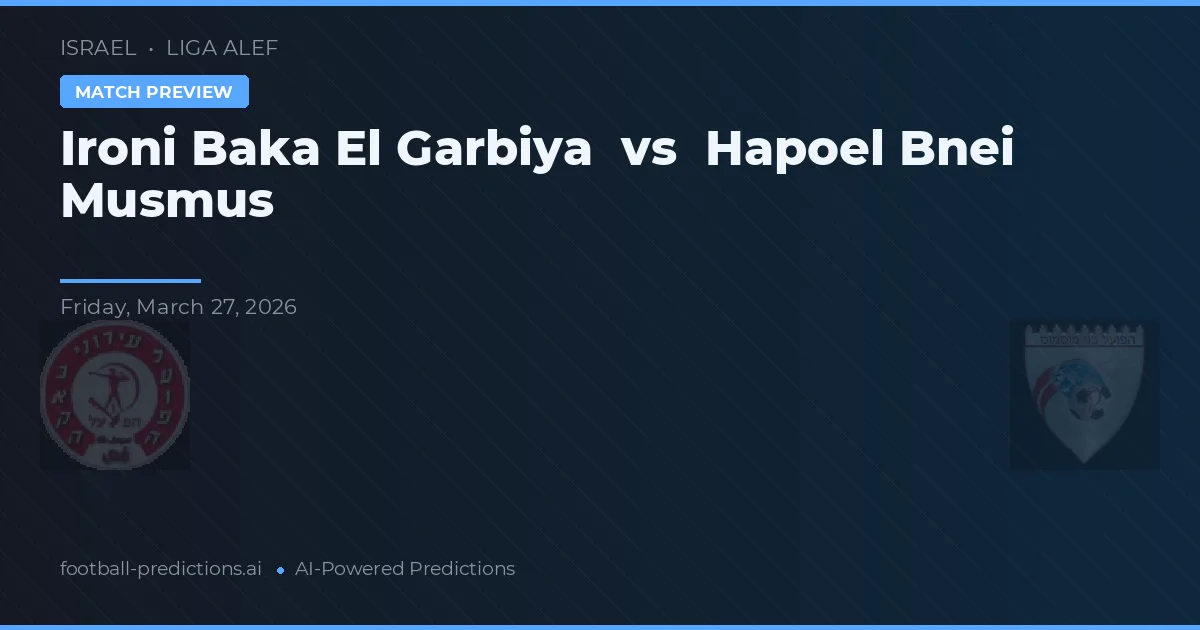 Ironi Baka El Garbiya vs Hapoel Bnei Musmus — typy i zapowiedź meczu