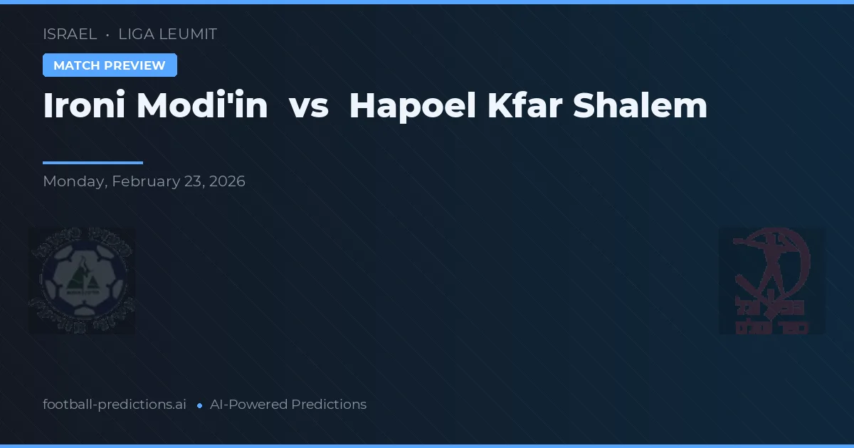 Ironi Modi'in vs Hapoel Kfar Shalem — typy i zapowiedź meczu