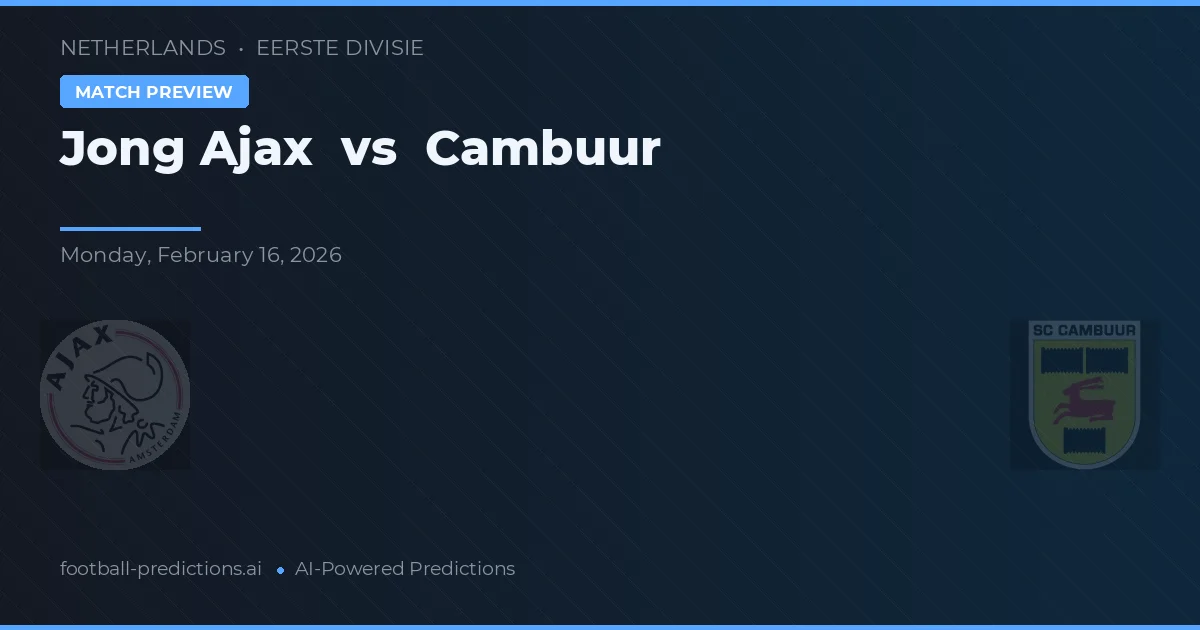 Jong Ajax vs Cambuur — typy i zapowiedź meczu
