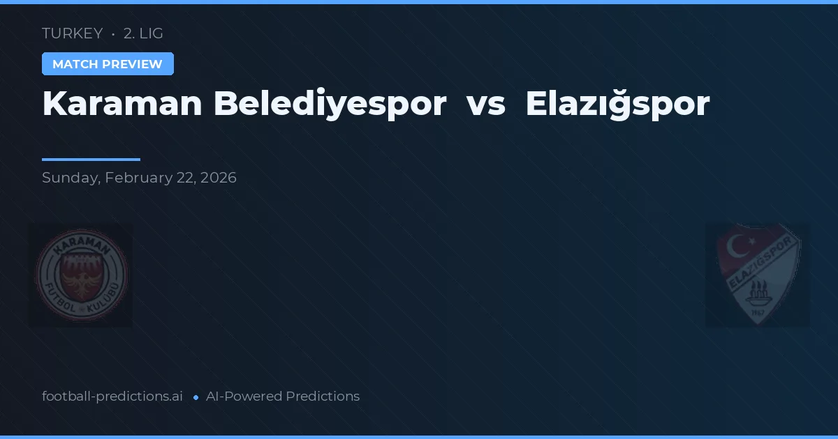 Karamanoğlu Belediyespor vs Elazığspor — typy i zapowiedź meczu