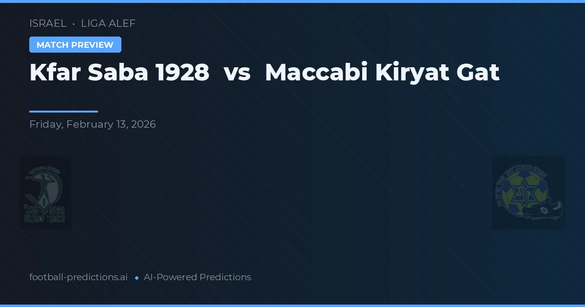 Kfar Saba 1928 vs Maccabi Kiryat Gat — typy i zapowiedź meczu