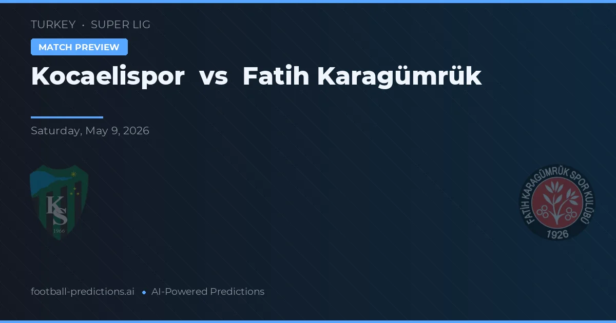 Kocaelispor vs Fatih Karagümrük — typy i zapowiedź meczu