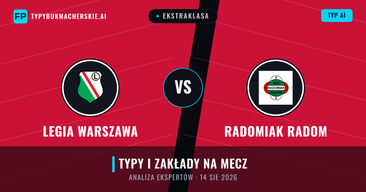 Legia Warszawa vs Radomiak Radom — typy i zapowiedź meczu