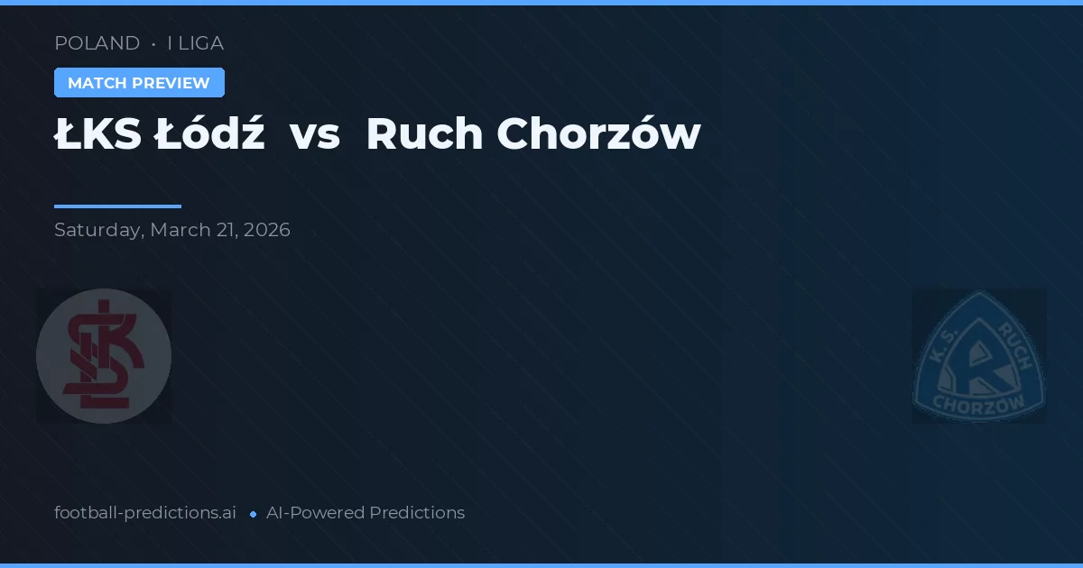 ŁKS Łódź vs Ruch Chorzów — typy i zapowiedź meczu