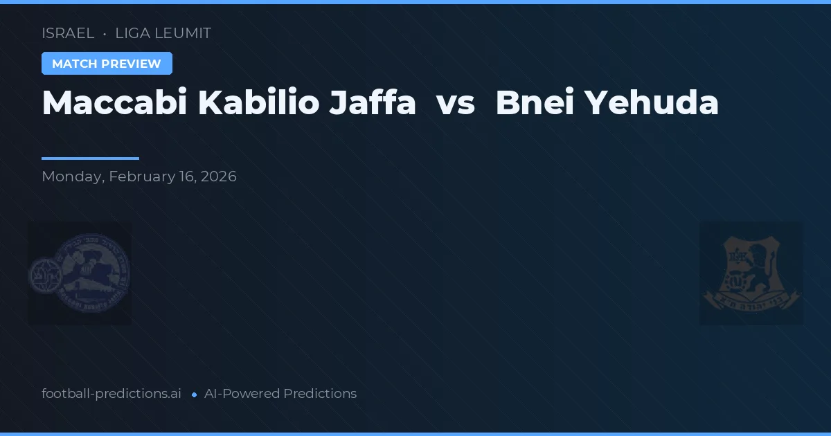 Maccabi Kabilio Jaffa vs Bnei Juda — typy i zapowiedź meczu
