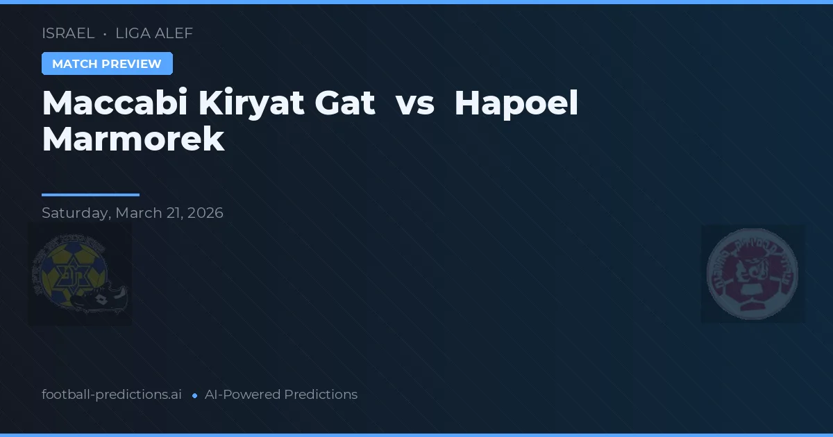 Maccabi Kiryat Gat vs Hapoel Marmorek — typy i zapowiedź meczu