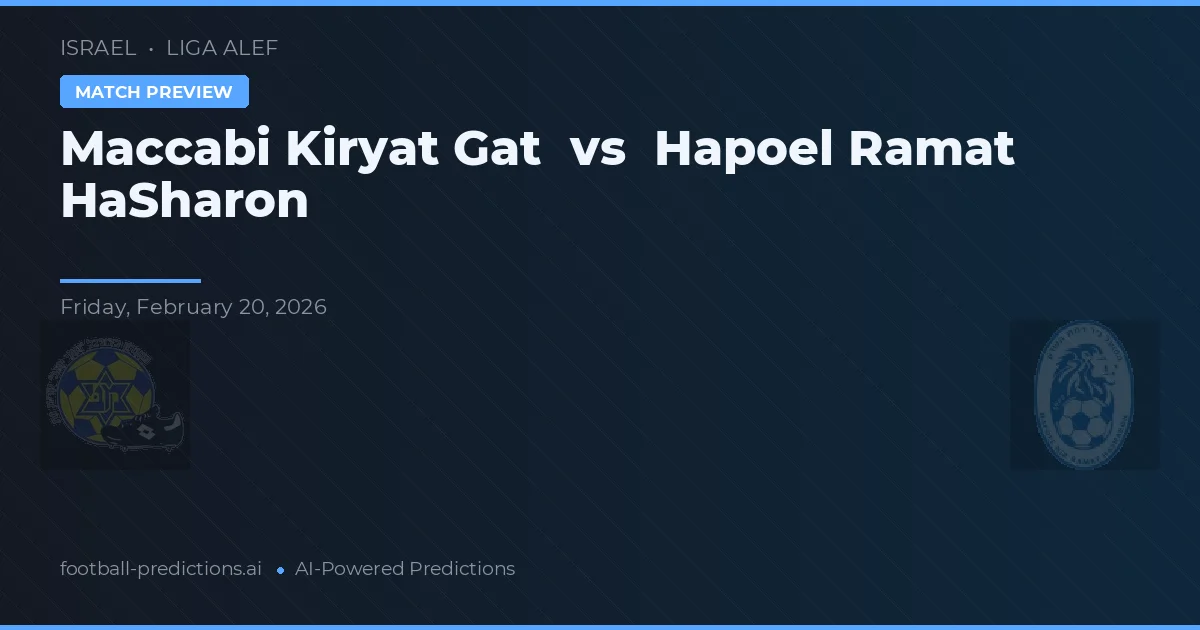 Maccabi Kiryat Gat vs Hapoel Ramat HaSharon — typy i zapowiedź meczu