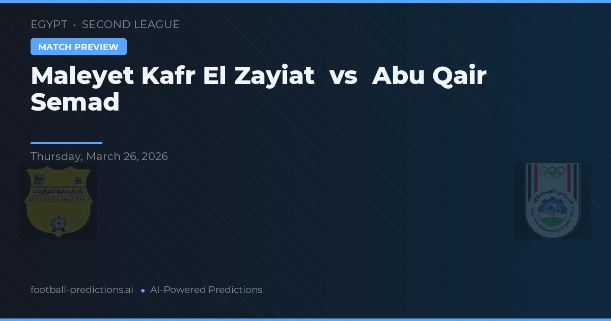 Maleyet Kafr El Zayiat vs Abu Qair Semad — typy i zapowiedź meczu