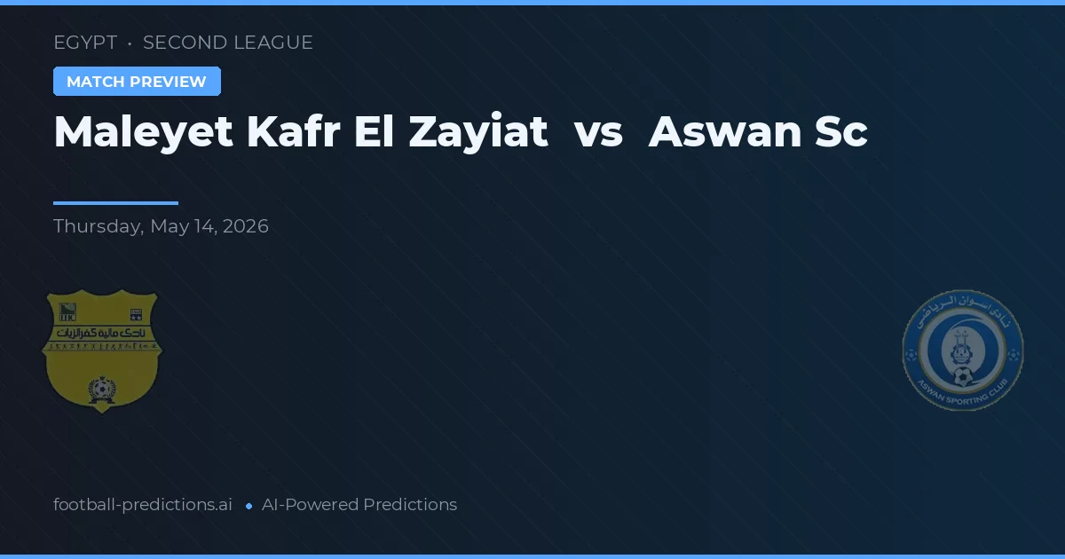 Maleyet Kafr El Zayiat vs Aswan SC — typy i zapowiedź meczu