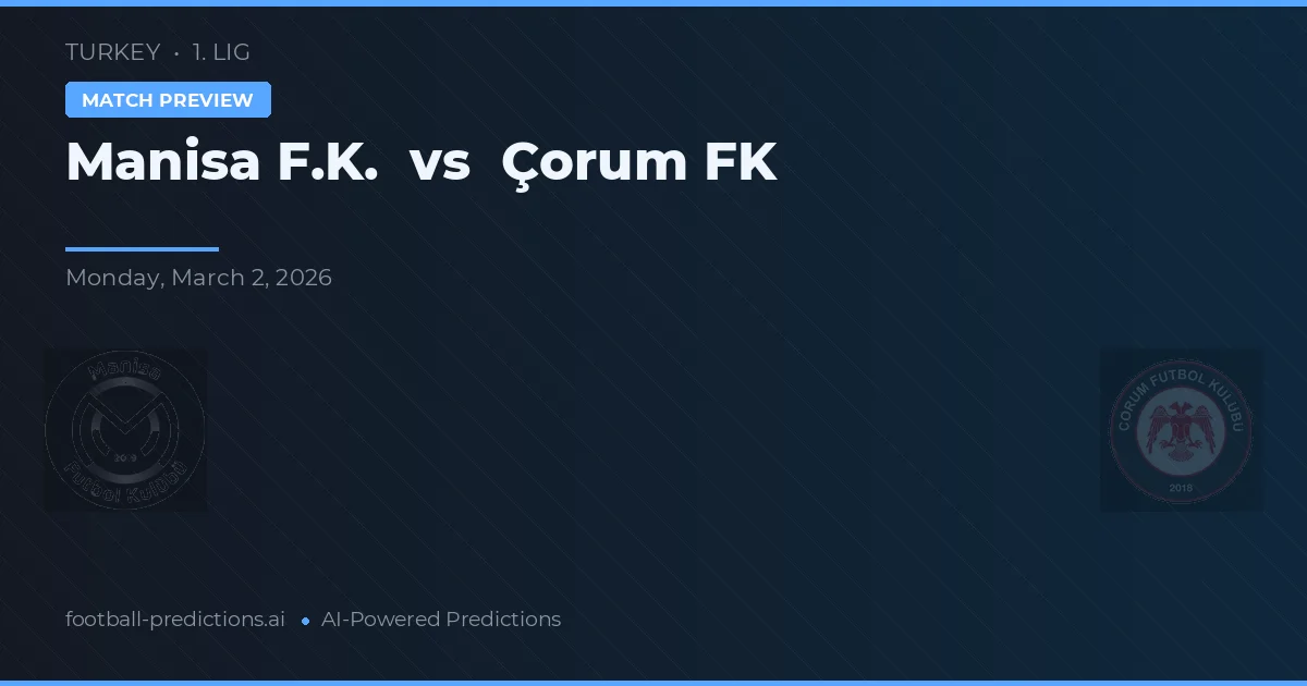 Manisa F.K. vs Çorum FK — typy i zapowiedź meczu